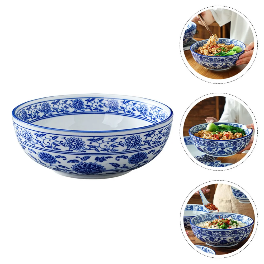 1Pc Chinese Style Ceramic Bowls Blue and White Porcelain Bowl for Home Use