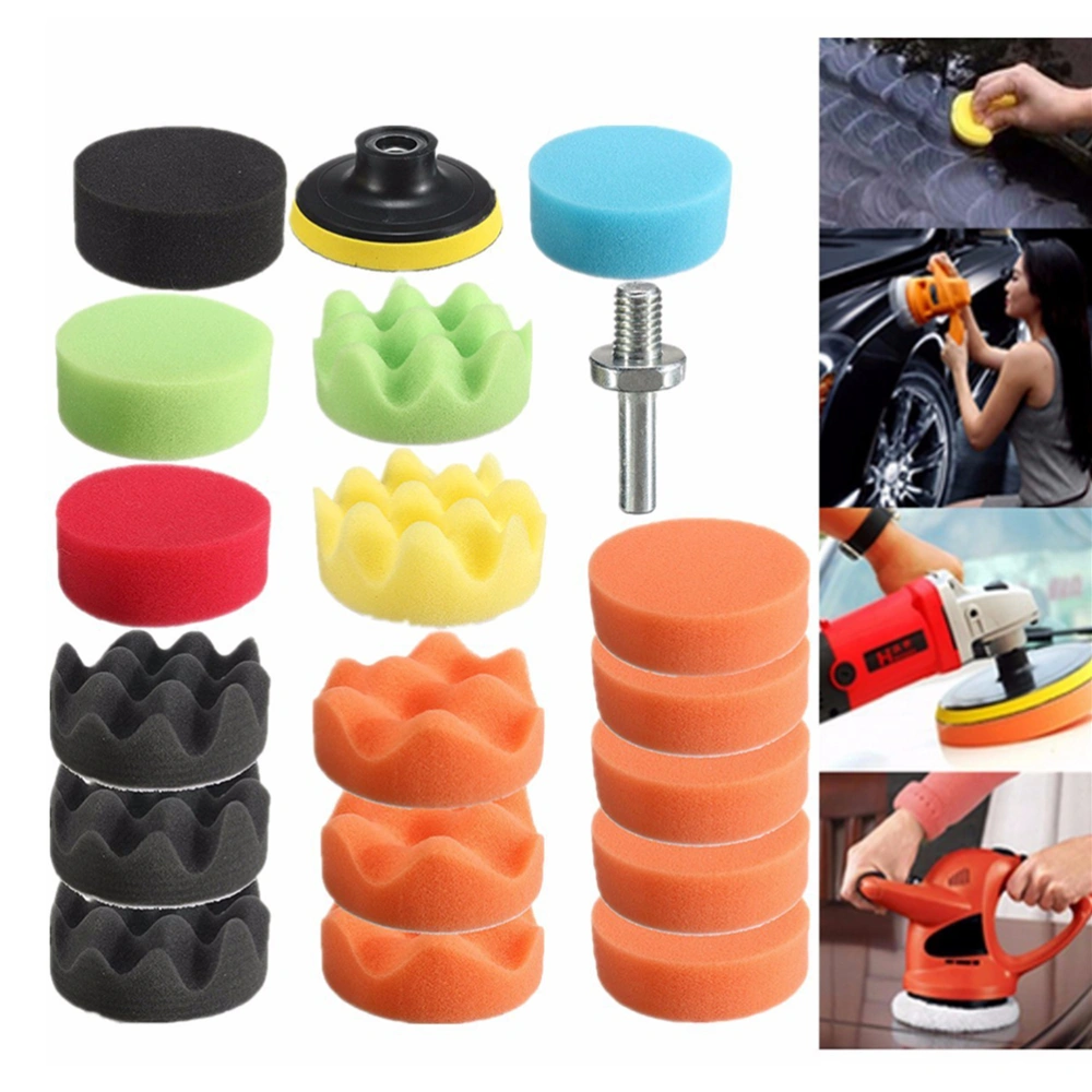 19PCS Buffing Sponge Polishing Pad Disc Wool Disc Polishing Wax Sanding Pad Kit for Car