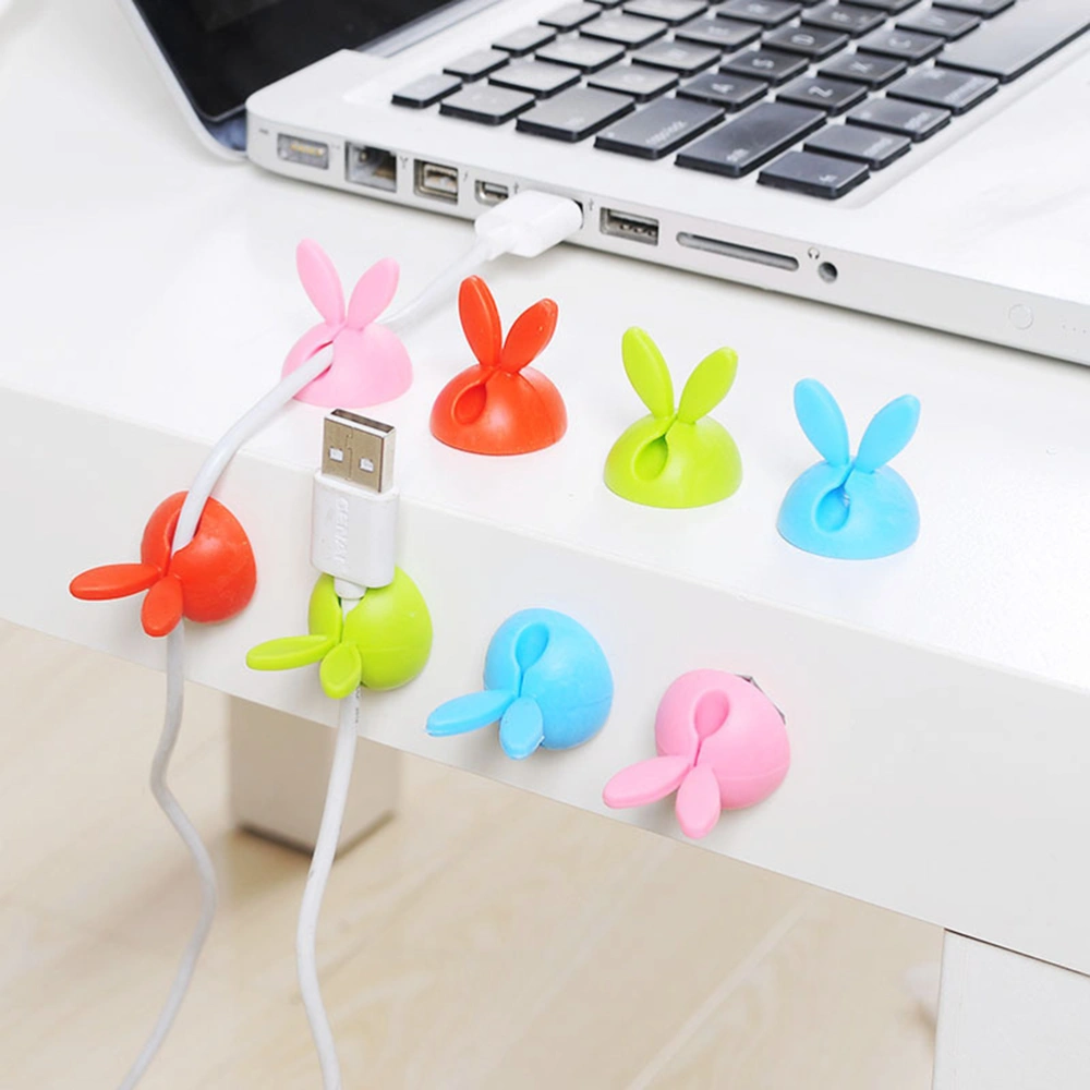 16pcs Rabbit Ears Shape Cable Clips Self Adhesive Cord Organizer Wire Holders Management for Home Office Mixed Colors