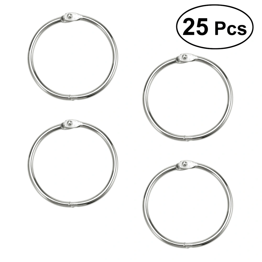 25pcs Loose Leaf Binder Rings Metal Scrapbooking Book Ring Keychain Clip Holder for Photo Paper Organization