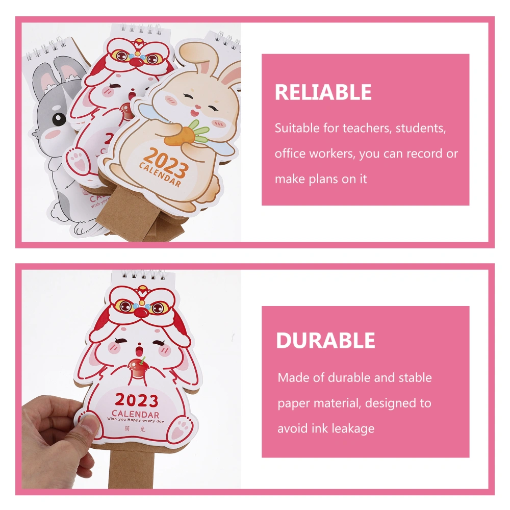 3Pcs Cartoon Desk Calendar 2023 Adorable Rabbit Tabletop Small Standing Calendar