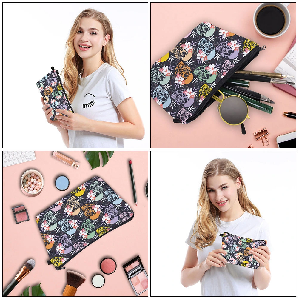1Pc Makeup Product Storage Bag for Women Skull Printing Handbag Storage Bag