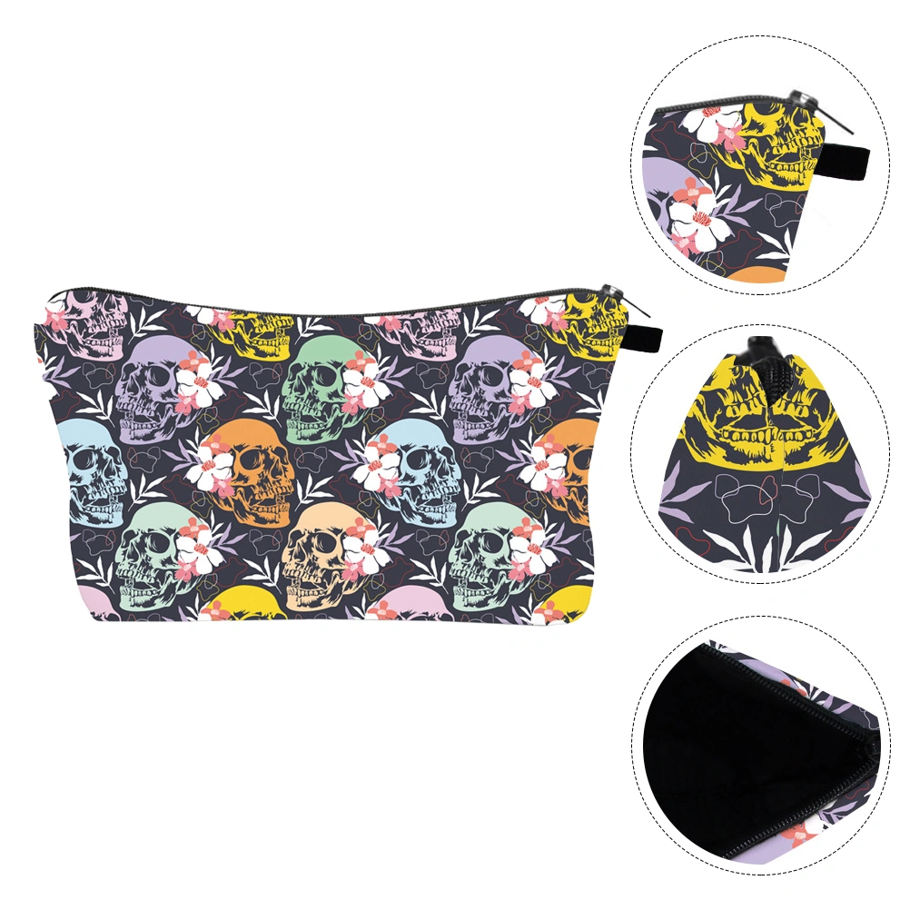 1Pc Makeup Product Storage Bag for Women Skull Printing Handbag Storage Bag