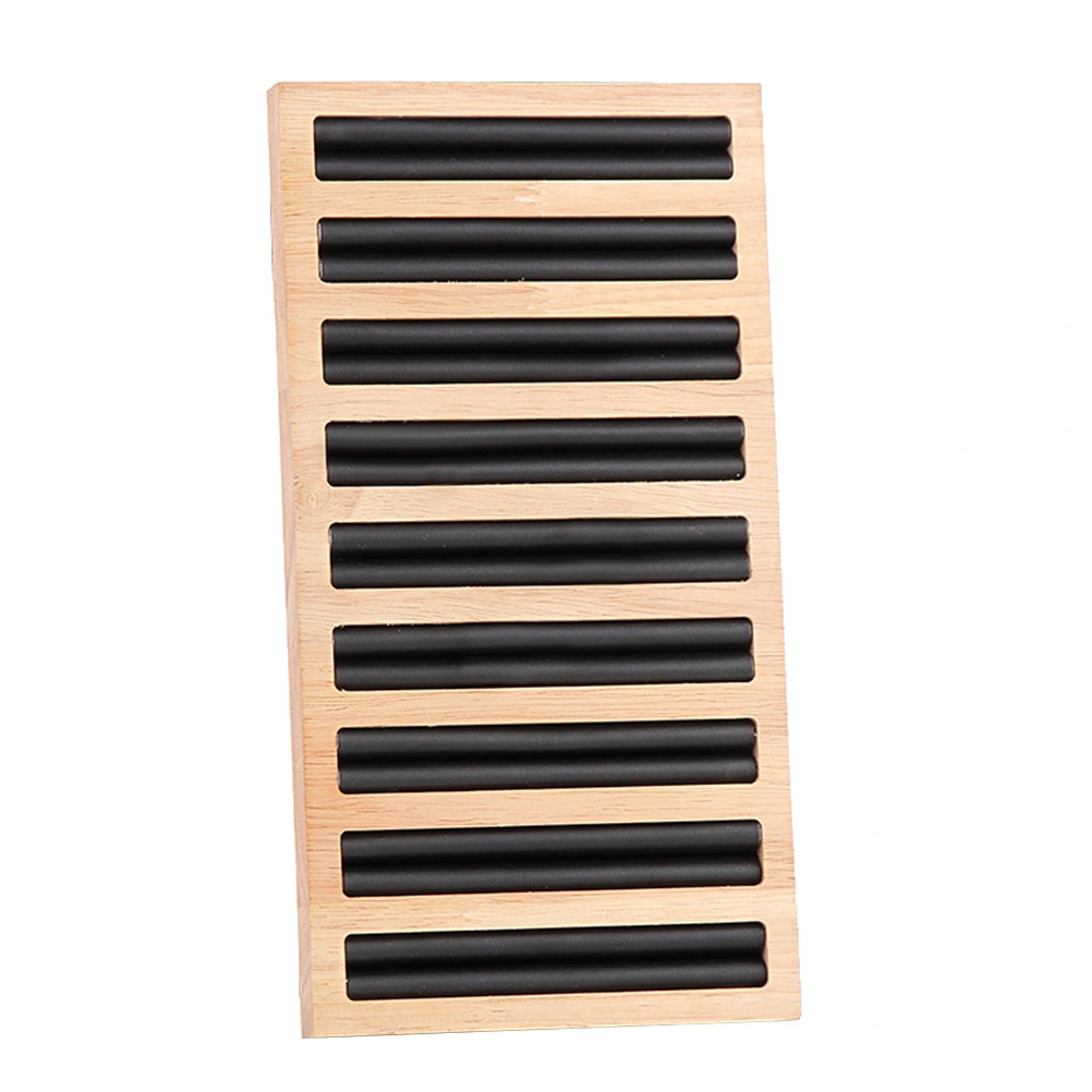 Bamboo Wood Ring Display Tray Rectangular Rings Showing Plate Jewelry Organizer Holder (Black)