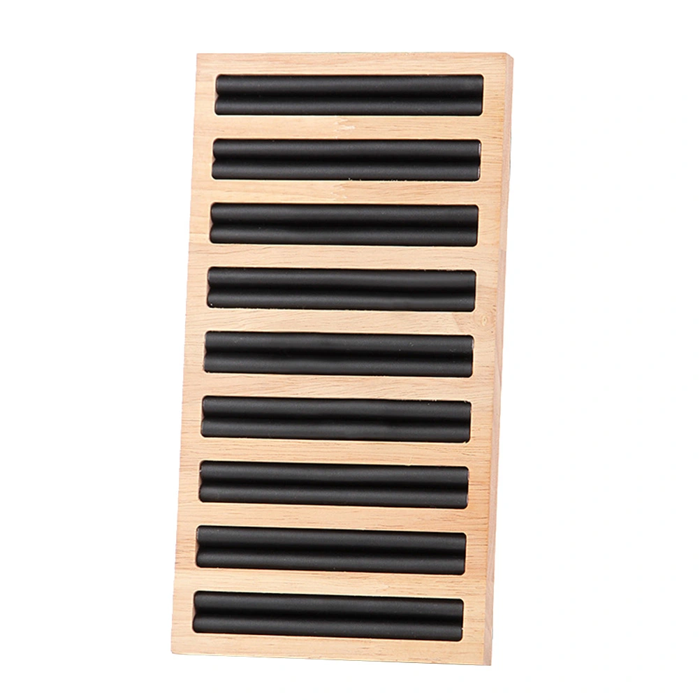 Bamboo Wood Ring Display Tray Rectangular Rings Showing Plate Jewelry Organizer Holder (Black)