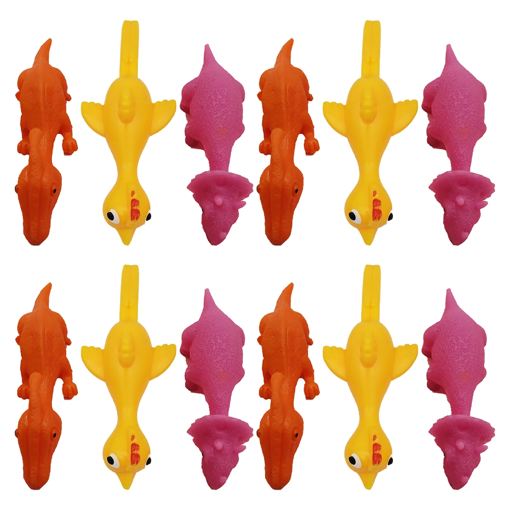 12pcs Turkey Slingshot Toy TPR Funny Flying Chicken Prank Prop (Random Style)