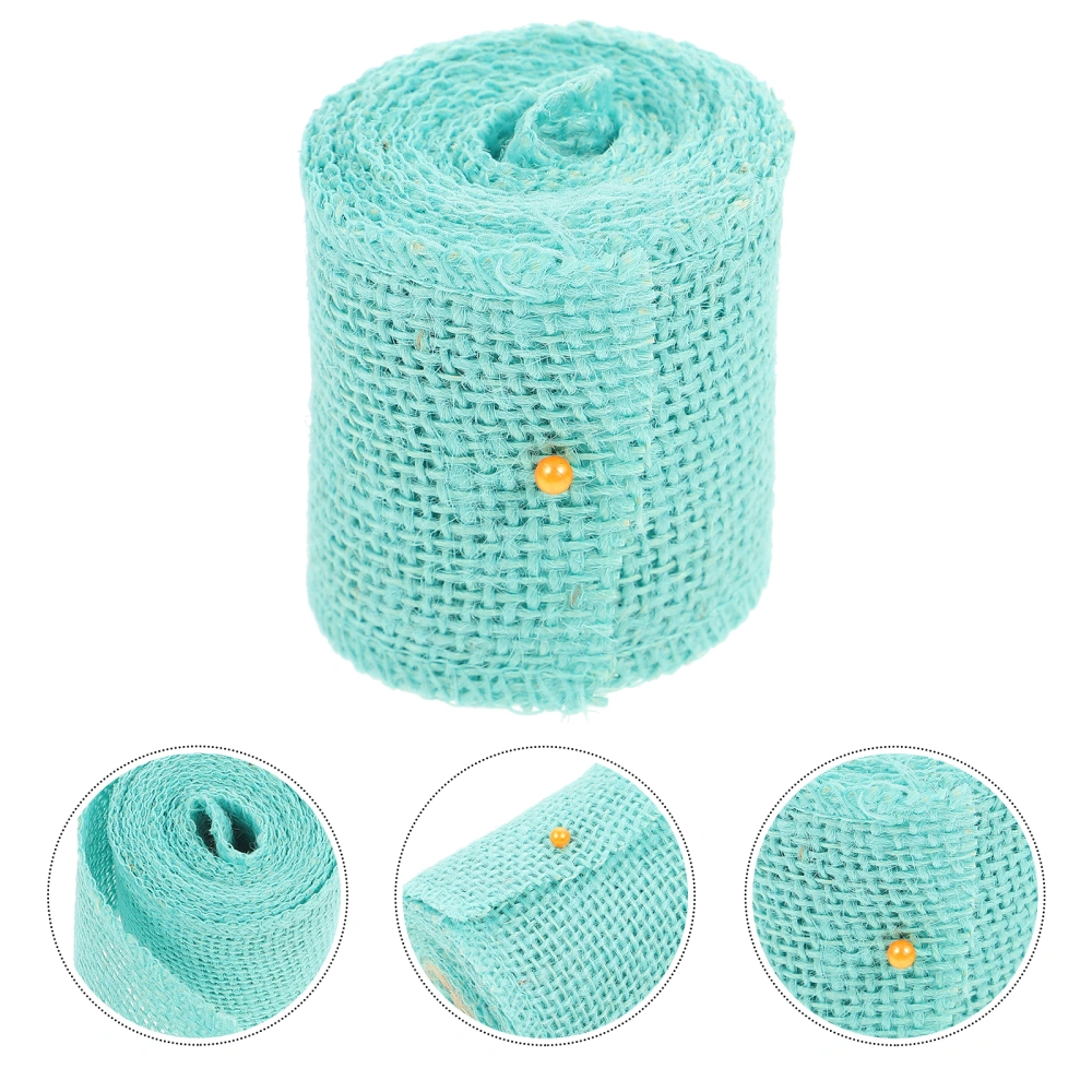 2M Jute Burlap Ribbon Roll for Christmas Decoration (Sky Blue)