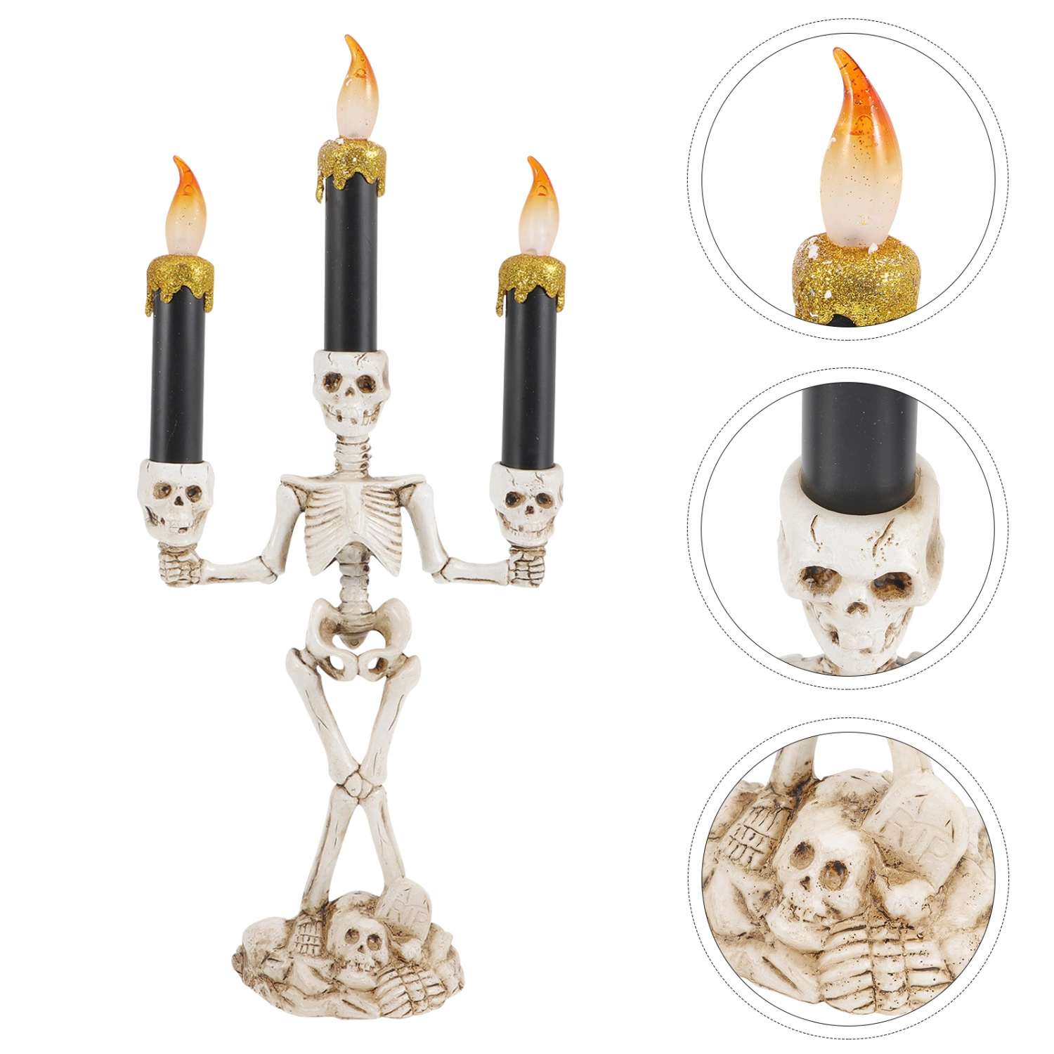 Skeleton Candle Holder Light Halloween Battery Candle Lights Home Party Decoration