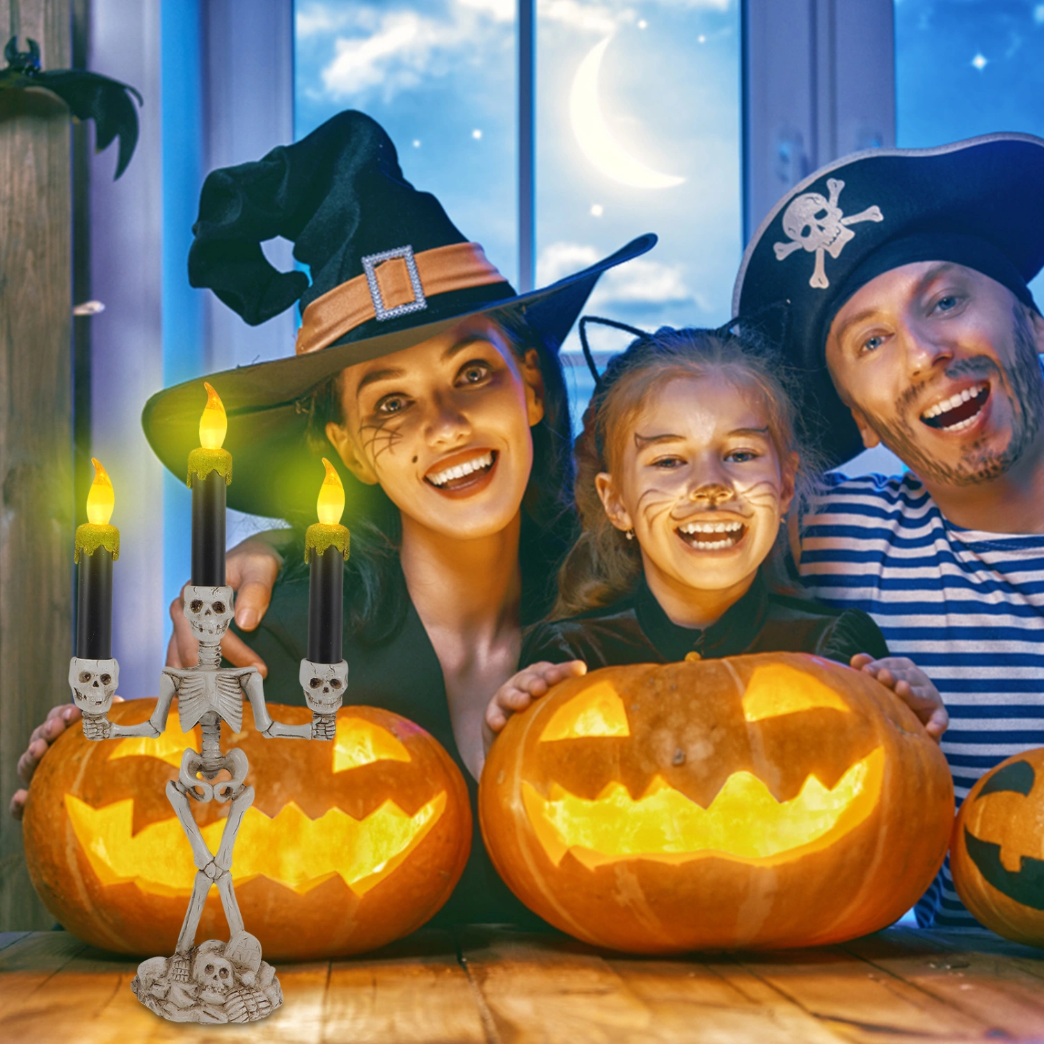Skeleton Candle Holder Light Halloween Battery Candle Lights Home Party Decoration