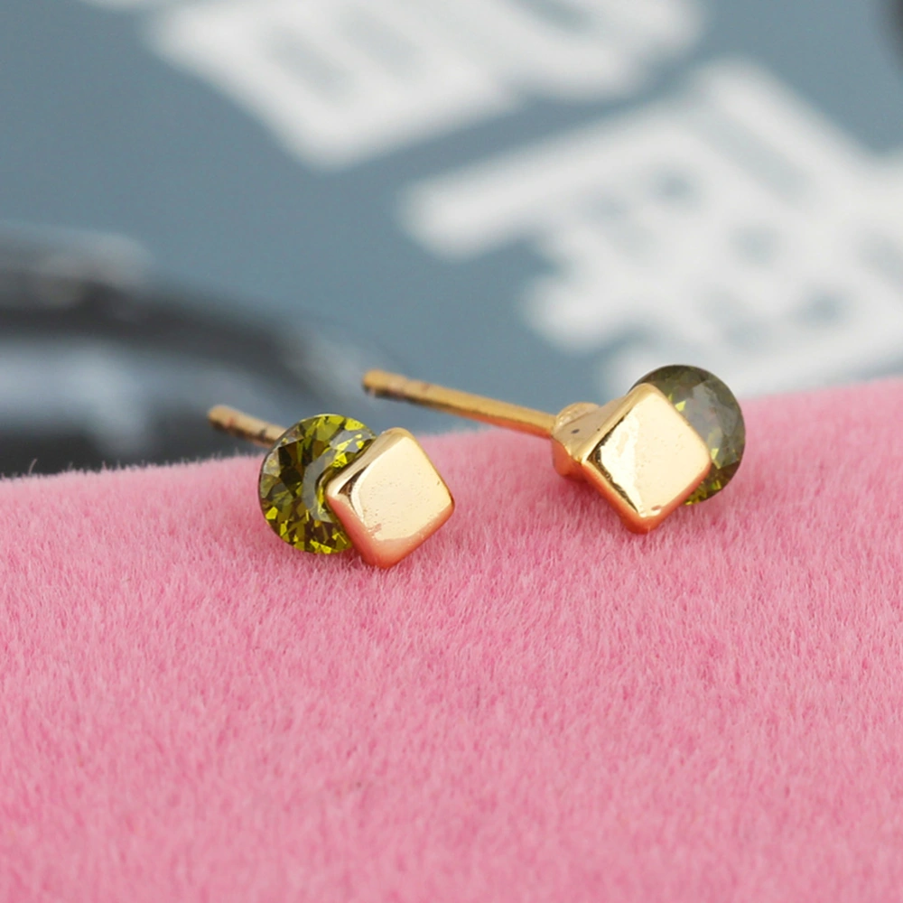 A Pair of Exquisite Earrings Stylish Zircon Ear Stud Eardrop for Women Ladies Girls - ERZ00144 (Olive Green)