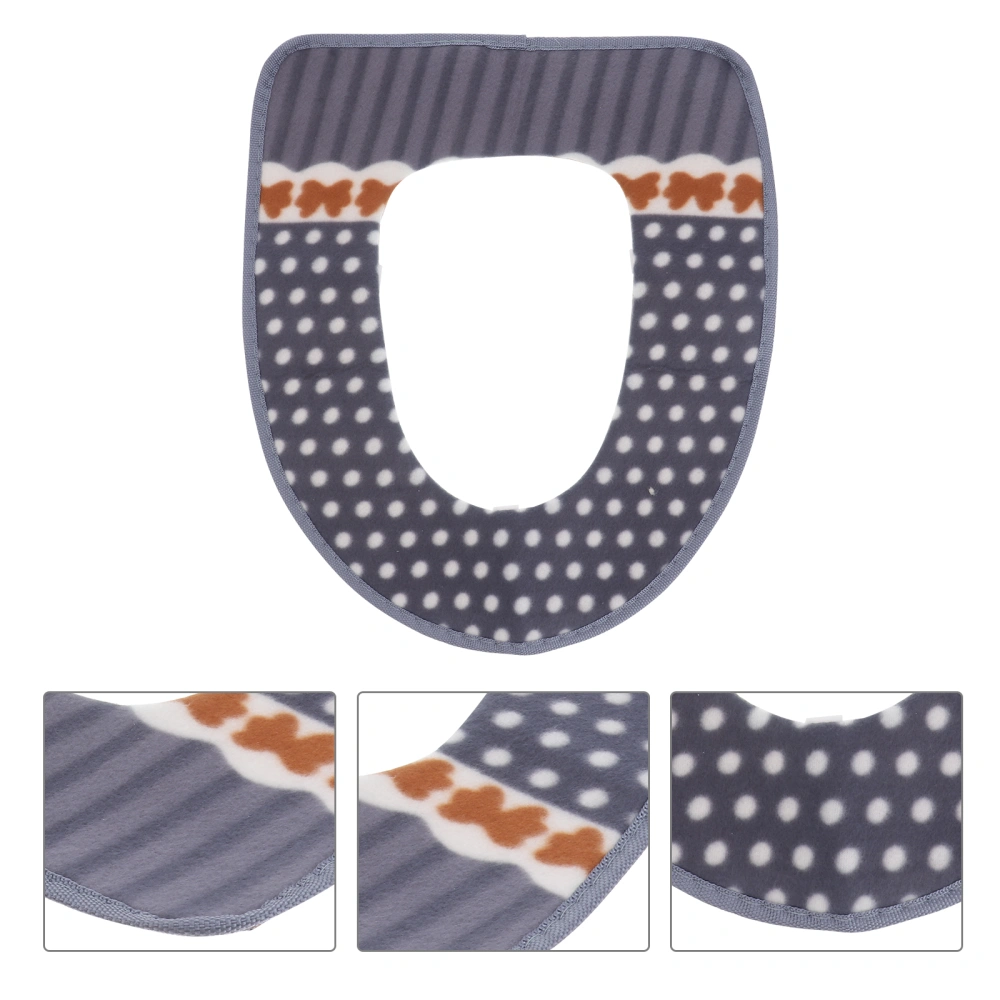 and Warm Toilet Seat Cover Washable Toilet Seat Pad with Hook and Loop Self Adhesive Tapes (Grey)