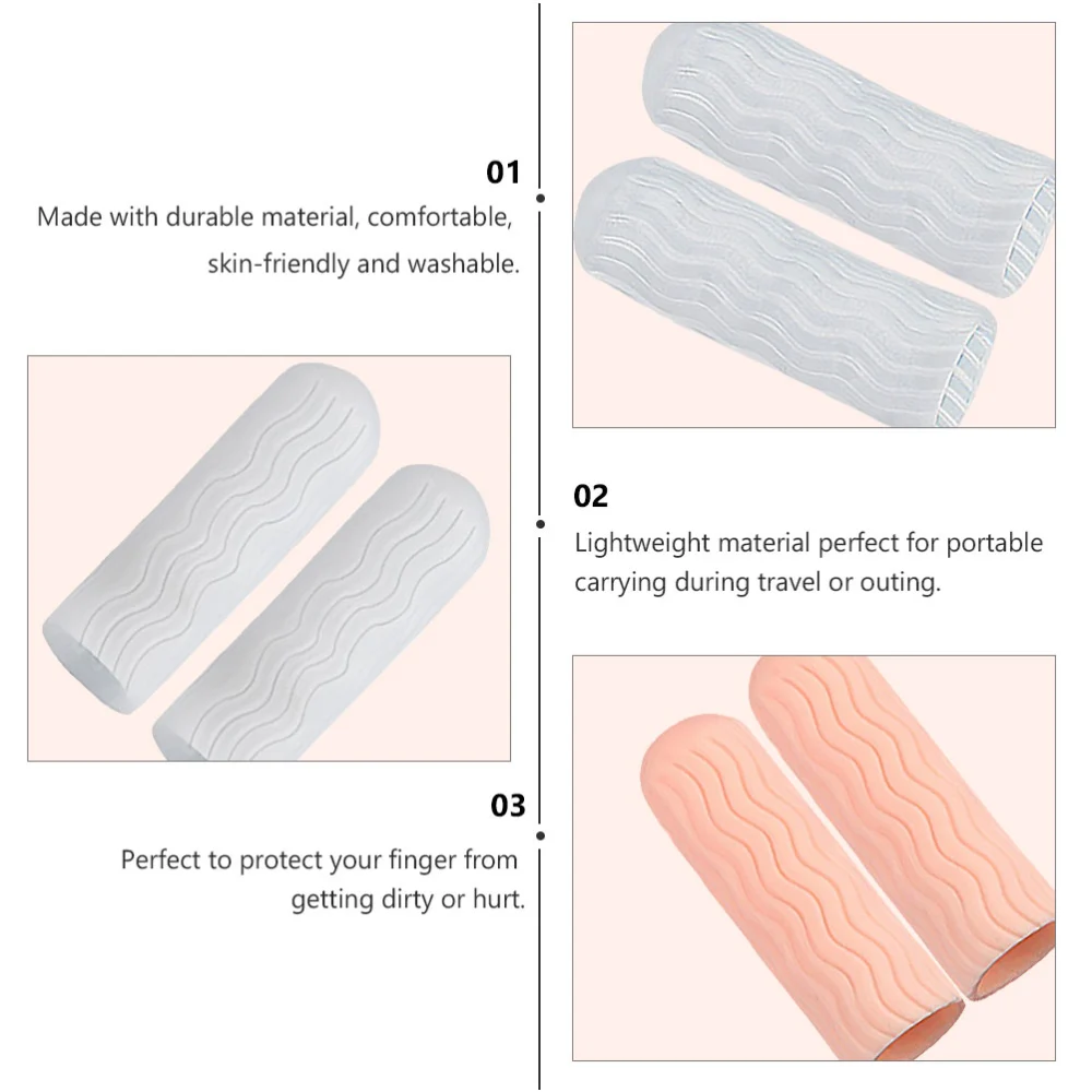 3 Pairs Comfortable Finger Sleeve Wear-resistant Finger Protector Sleeve Finger Covers Toe Tube Finger Protector Sleeves