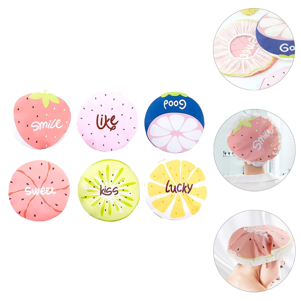 6pcs Bathing Caps Elastic Shower Caps Kitchen Cooking Caps Hair Dyeing Hats