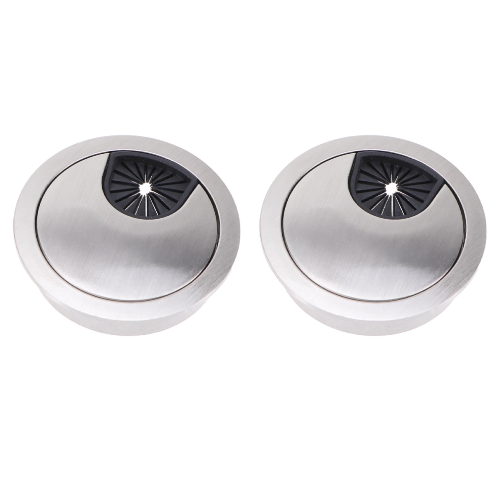 2pcs Round Computer Desk Grommet Zinc Alloy Home Office Supplies Wiring Outlet Port Hole Cover 50mm Silver