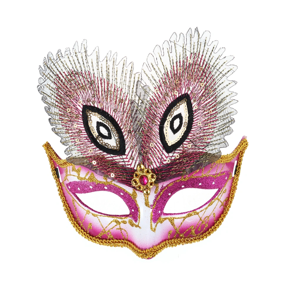 Fancy Ball Sparkling  Half Mask Eyemask Cosplay Costume Mask for Carnival Halloween Masquerade (Rosy)