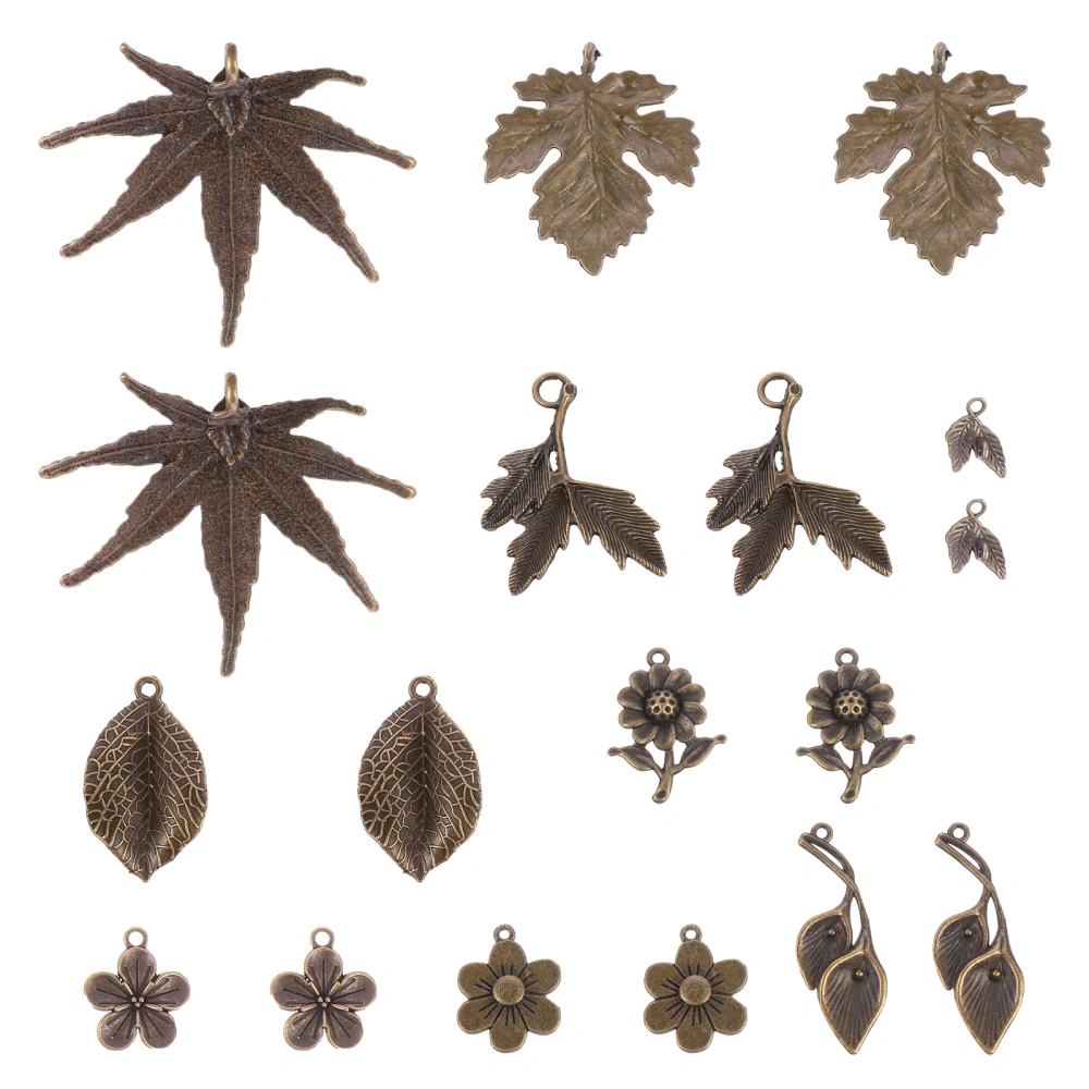 18pcs Leaf and Flower Pendants Alloy DIY Charms Accessories for Necklace