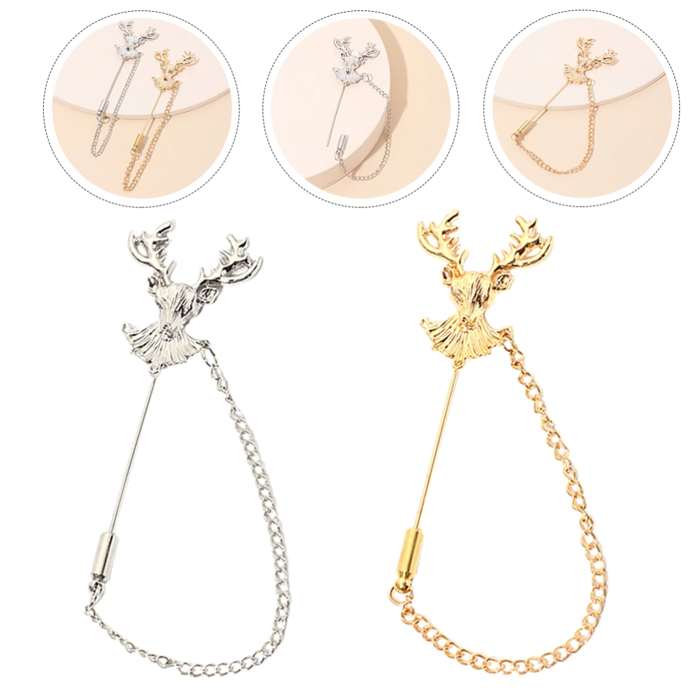 2Pcs Christmas Brooches Decorative Elk Corsage Retro Clothing Accessory for Lady