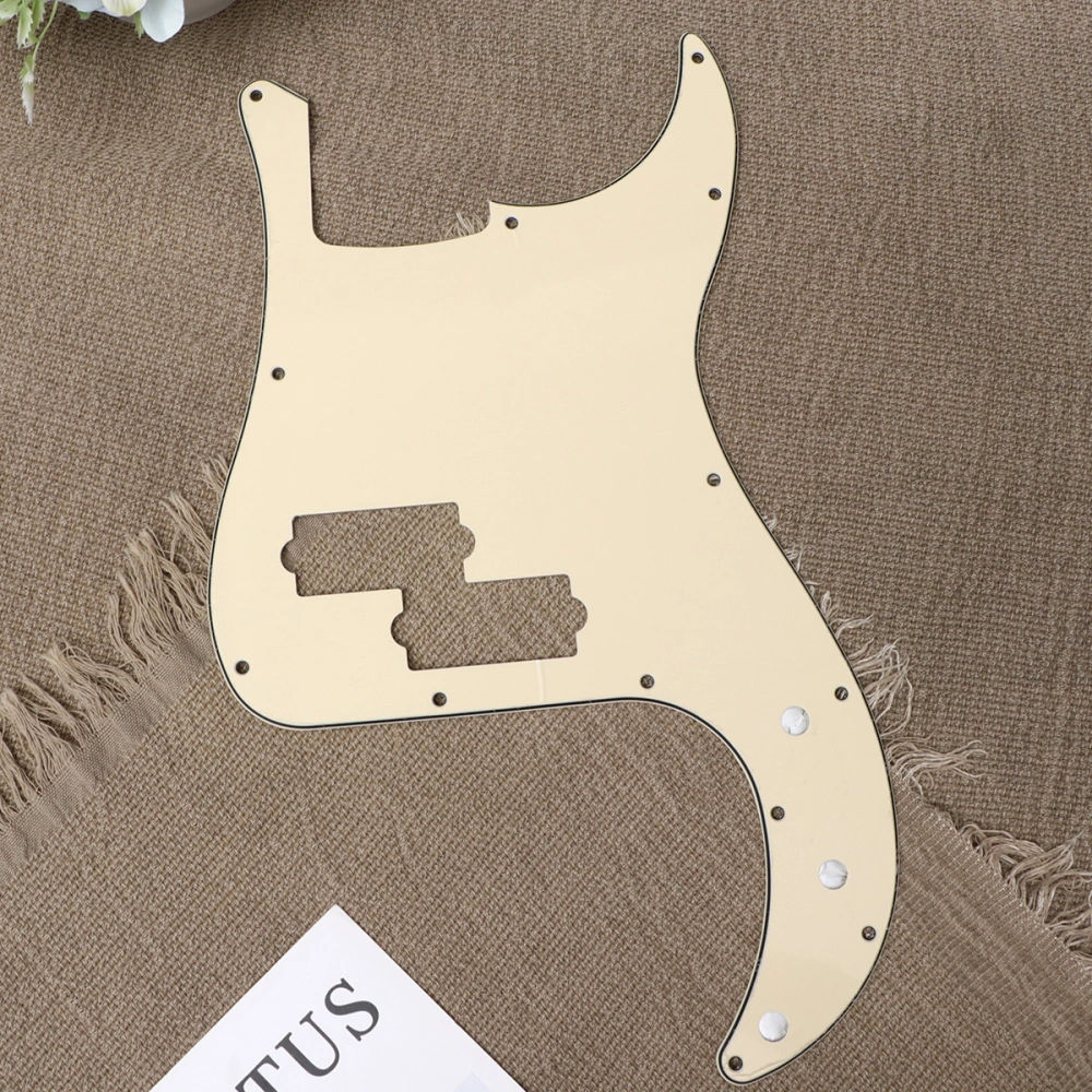 3 Layers Standard PB P Bass Pickguard Scratch Plate 13 Holes Pickguard Bass Parts Replacment (Beige)