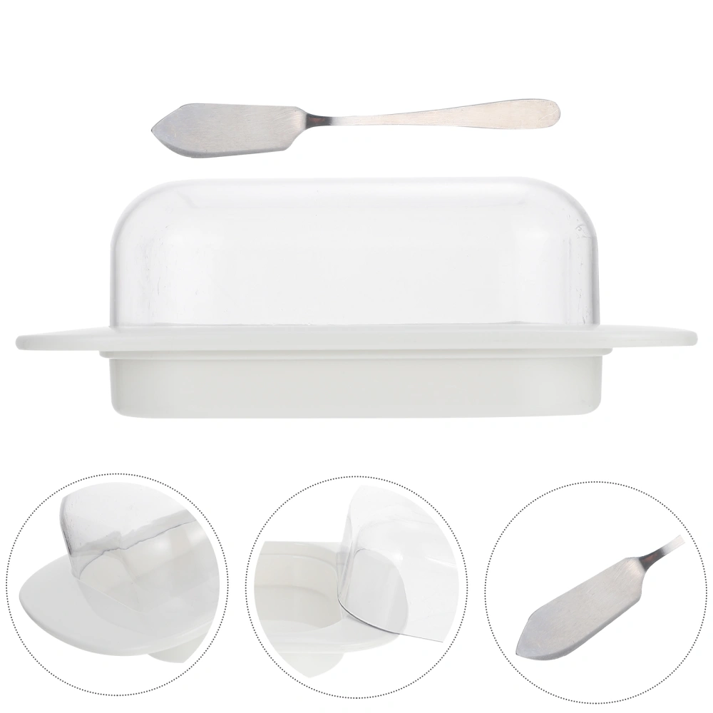 1 Set of Butter Storage Box Fresh-keep Box Cheese Storage Dish Dessert Bread Box with Cutter