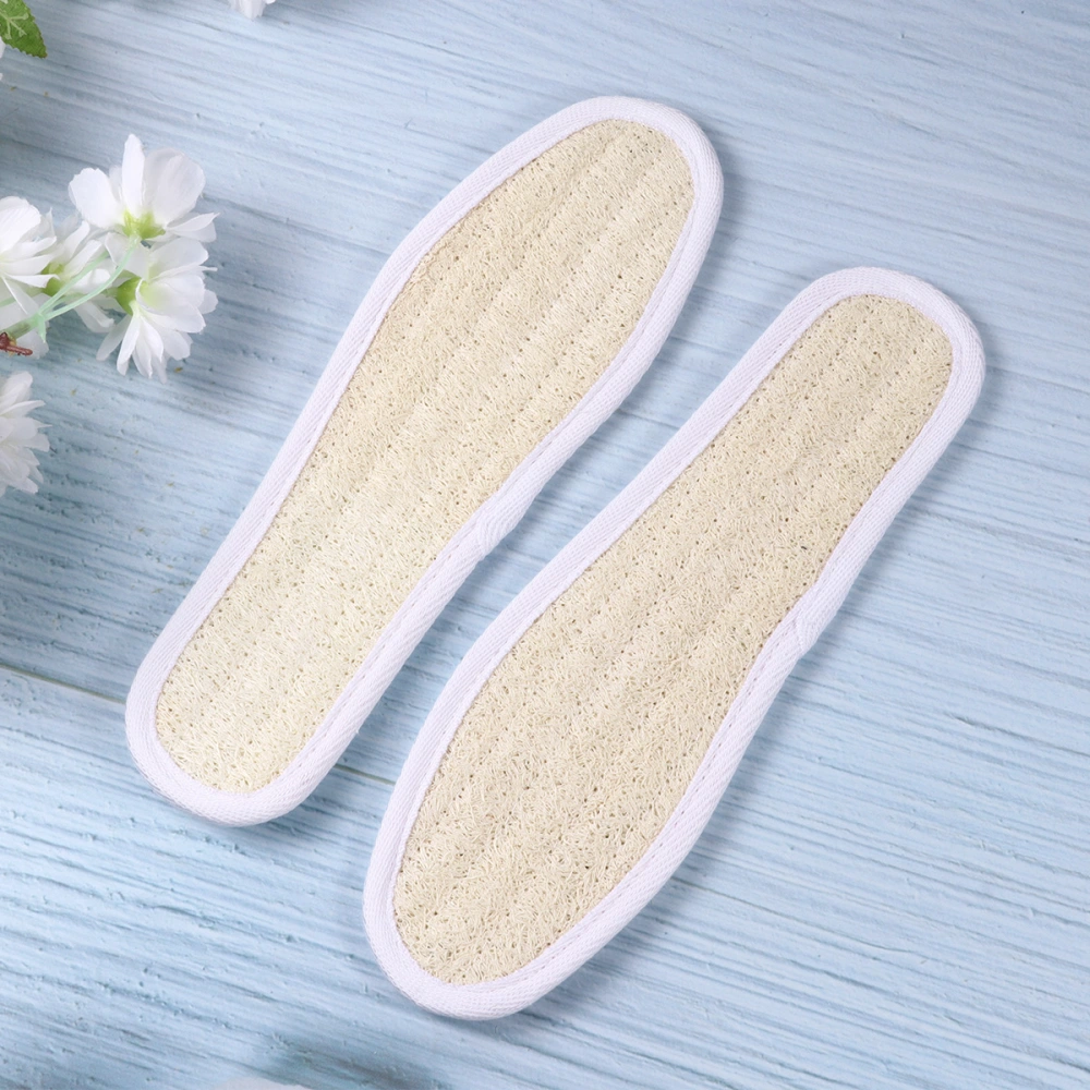 1 Pair of Breathable Loofah Sponge Shoes Pad Deodorant Insole Shoes Cushion Sweat Absorption Insoles Beige (Standard Size 38)