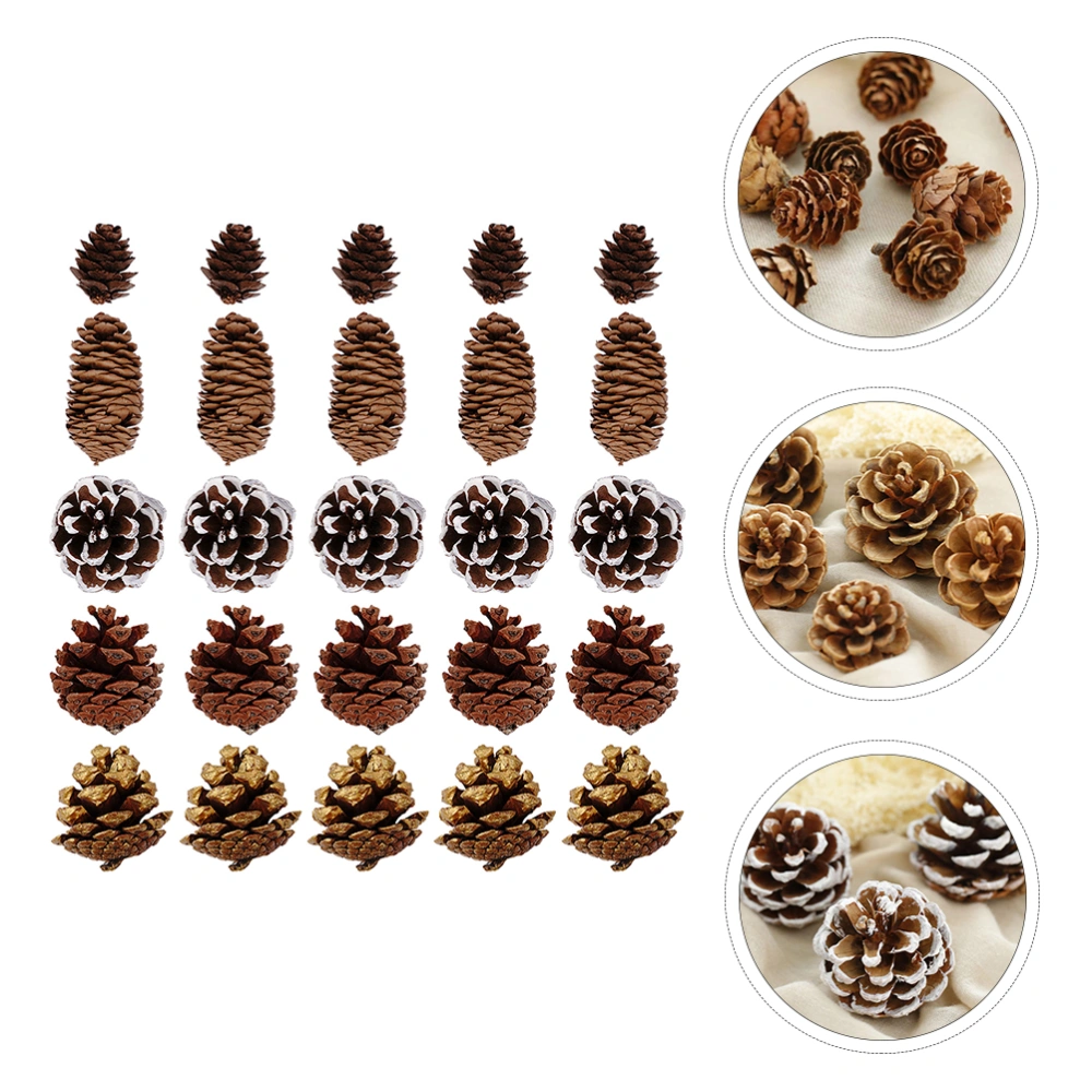 25Pcs Natural Pine Cones Snowflake Christmas Pinecones Festival Home Decor