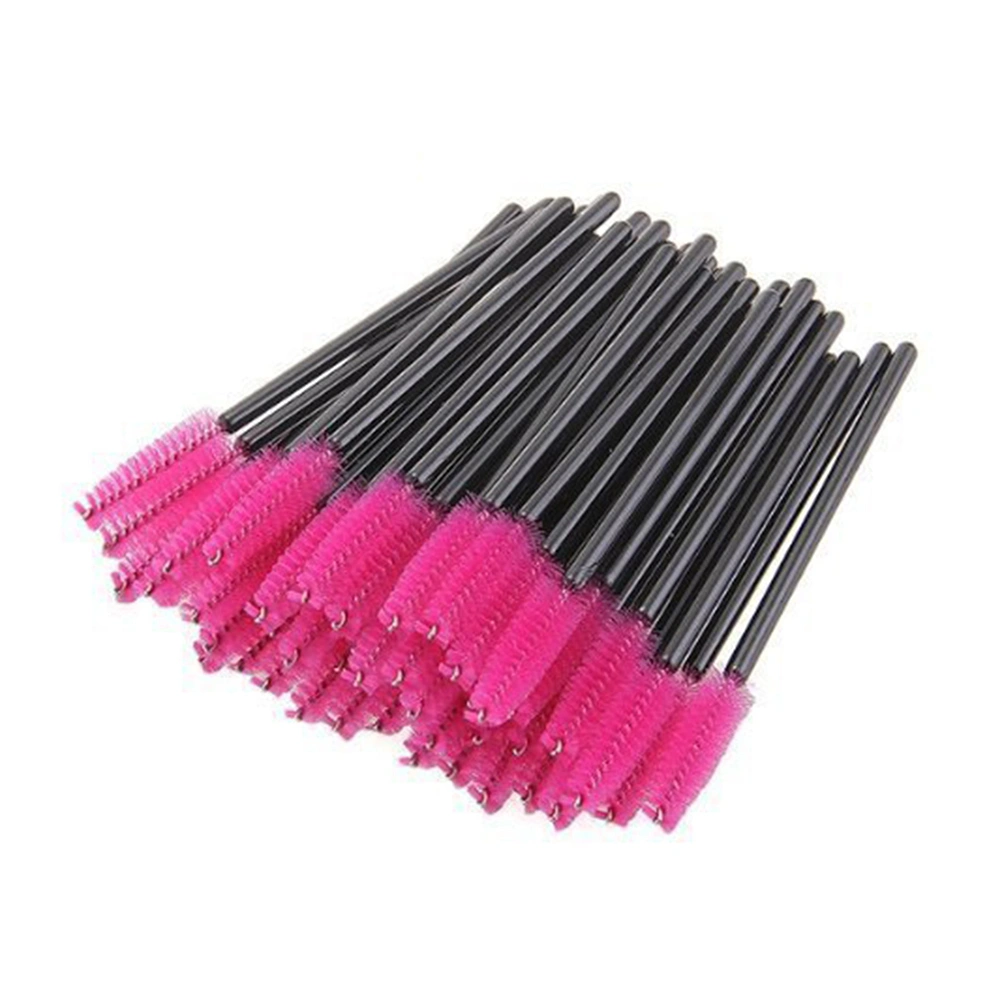 50pcs Disposable Eyelash Mascara Brushes Wands Applicator Makeup Brush Kits (Rose Red)