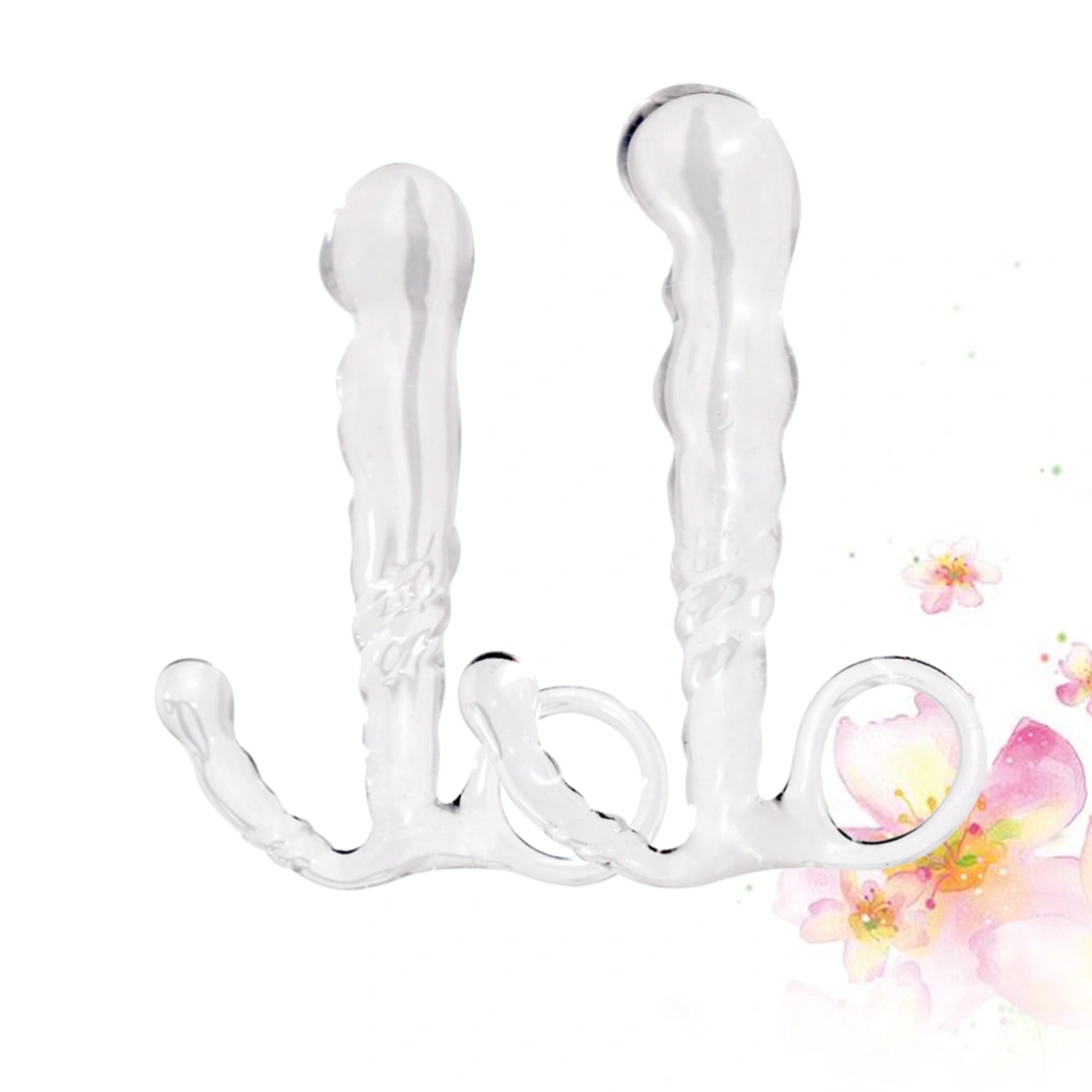 2pcs Beading Butt Plug Anal Waterproof Dildo Plug Anal Trainer Toy Anal Hollow Prostate Massager (White Big Size, Small Size)