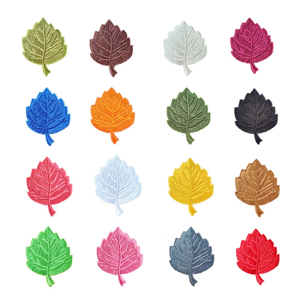 16Pcs Maple Leaf Embroidery Patches Adhesive Sewing Patches Clothing Ornament