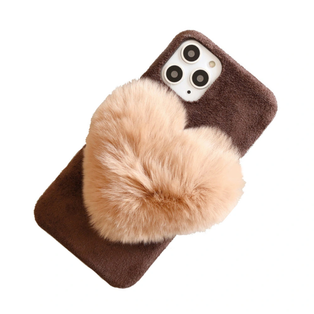 Lovely Heart Phone Case Plush Phone Cover Shockproof Phone Shell Compatible for iPhone 11