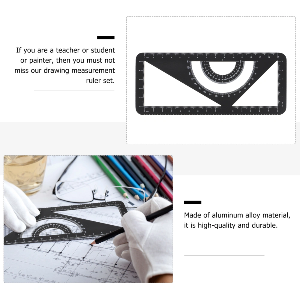 Ruler Set Drawing Measurement Geometry Triangle Straightedge Protractor