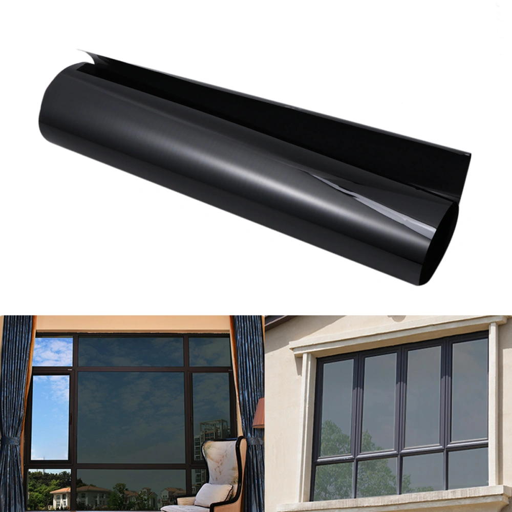 Sun Block Glass Sticker Thermal Insulation Glass Sticker for Home Store Office (Black 1mx0.3m)