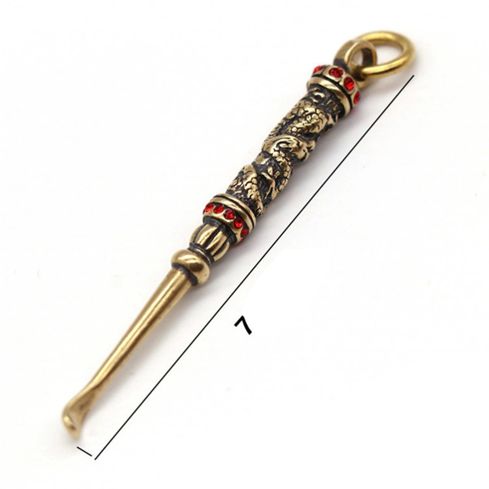 2pcs Brass Ear Spoon Retro Dragon Ear Wax Remover Ear Pick Ear Cleaner Keychain Pendants