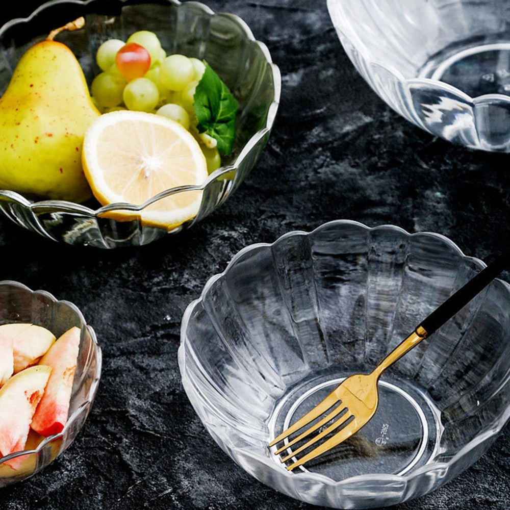 Acrylic Round Clear Salad Bowl Food Serving Lotus Bowls for Fruit Vegetable Dessert Snack (17cm)