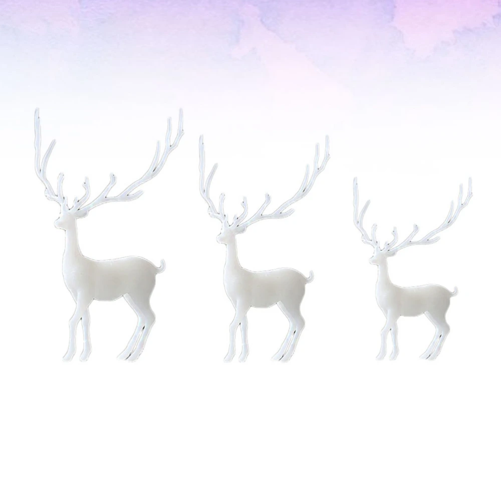 3pcs 3D Crystal Epoxy Diy Fillers Elk Ornaments Three-dimensional Forest Micro-landscape Accessories (White 01-A Style Small Size, 01-B Style Medium Size and 01-C Style Large Size )