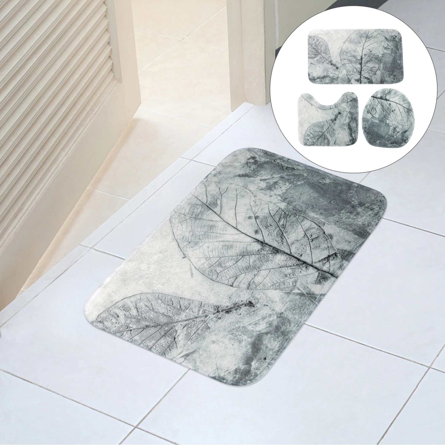 3pcs Retro-style Toilet Floor Mat Bathroom Rug Set Home Bathroom Decoration