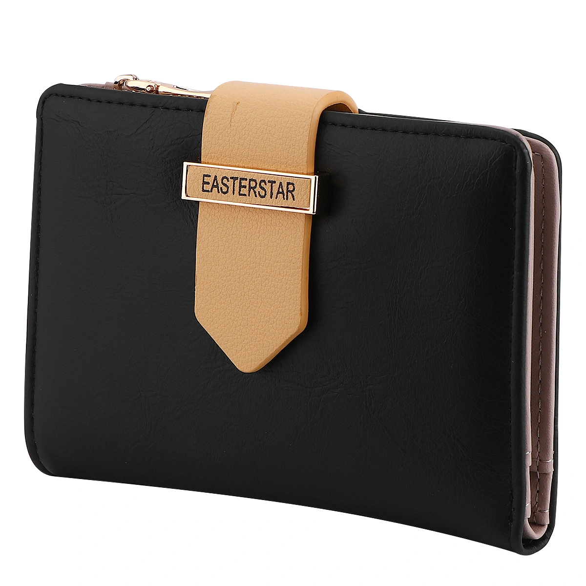 1Pc Fashion Pull-Belt Buckle Coin Purse Women Wallet Solid Color Pouch Zipper Change Pocket (Black)