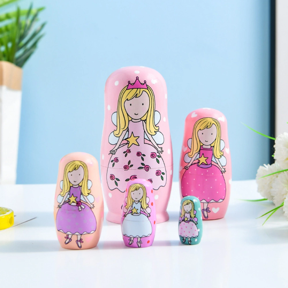 1 Set of Angel Girl Nesting Dolls Craft Wooden Adorable Nesting Dolls Adornments