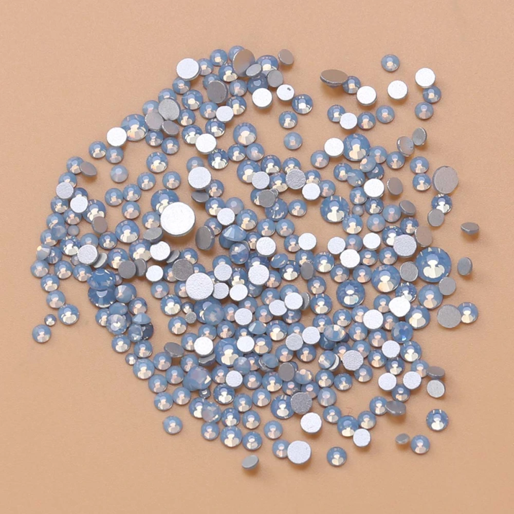 4g/Bag Artificial Crystal Glass Round Beads Multi-size Flat Back AB Crystals Charms for Nails Decoration Makeup Clothes Shoe(Blue)