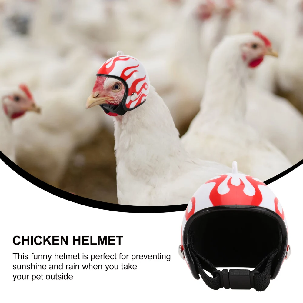 Flame Design Funny Chicken Helmet Pet Protective Gear Sun Rain Protection Helmet Costumes Accessories Bird Hens Pet Supplies