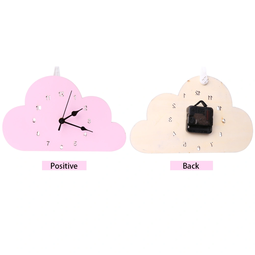 1Pc Nordic-style Clock Cloud-shaped Clock for Bedroom Desktop Clock for Dorms Home Clock (Pink)