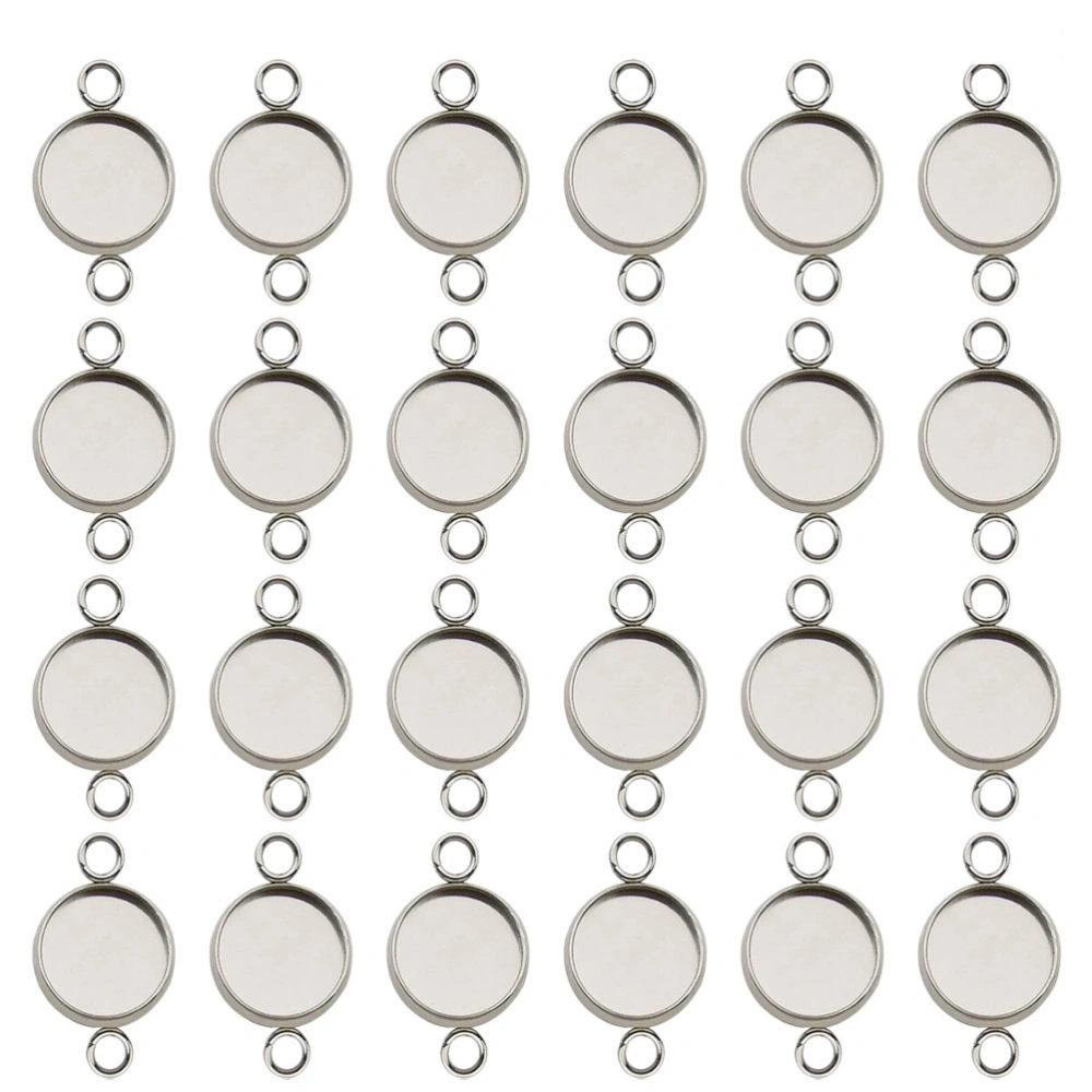 50Pcs Stainless Steel Time Base DIY Jewelry Making Accessories Handmade Pendant Silver (12mm)