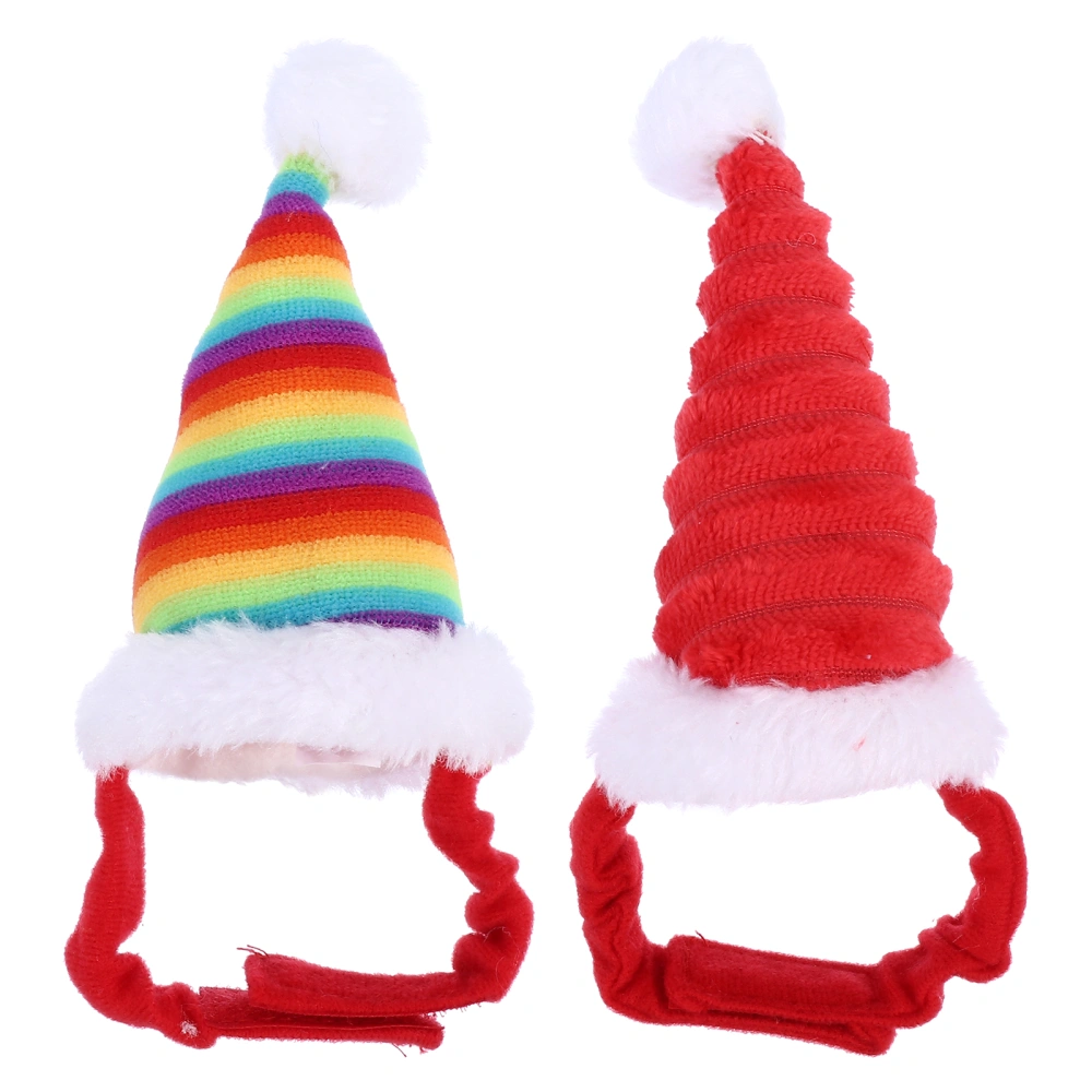 2pcs Pet Christmas Hat Santa Claus Headwear for Rabbit Hamster Guinea Pig