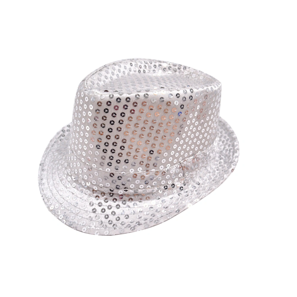 Universal Sequins Fedora Hat for Kids Children Party Showing Stage (Silver)