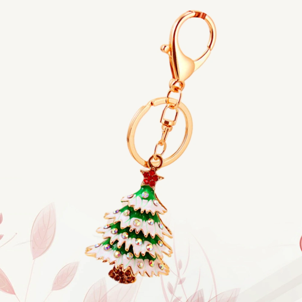 Creative Christmas Tree Keychain Rhinestone Cartoon Xmas Tree Key Holder Christmas Metal Pendant Crafts for Women Men Kids