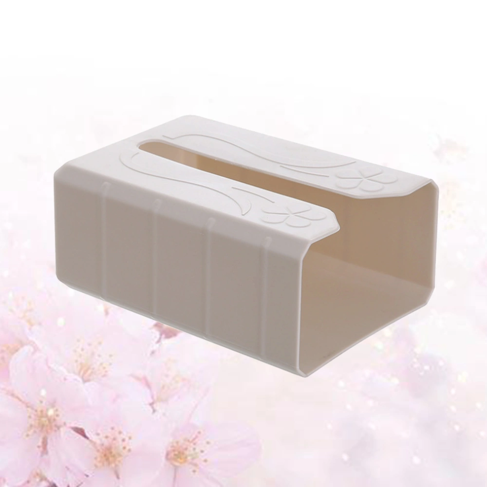 Kitchen Paper Towel Holder Tissue Box No Drilling Adhesive Tissue Storage Box Container (Beige)