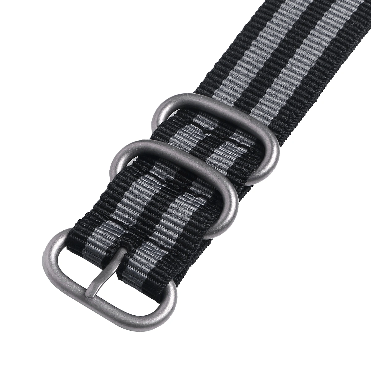 Heavy Duty Watch Bands Nylon Watch Strap 5 Rings Woven Strap 22mm (Silver Buckle)