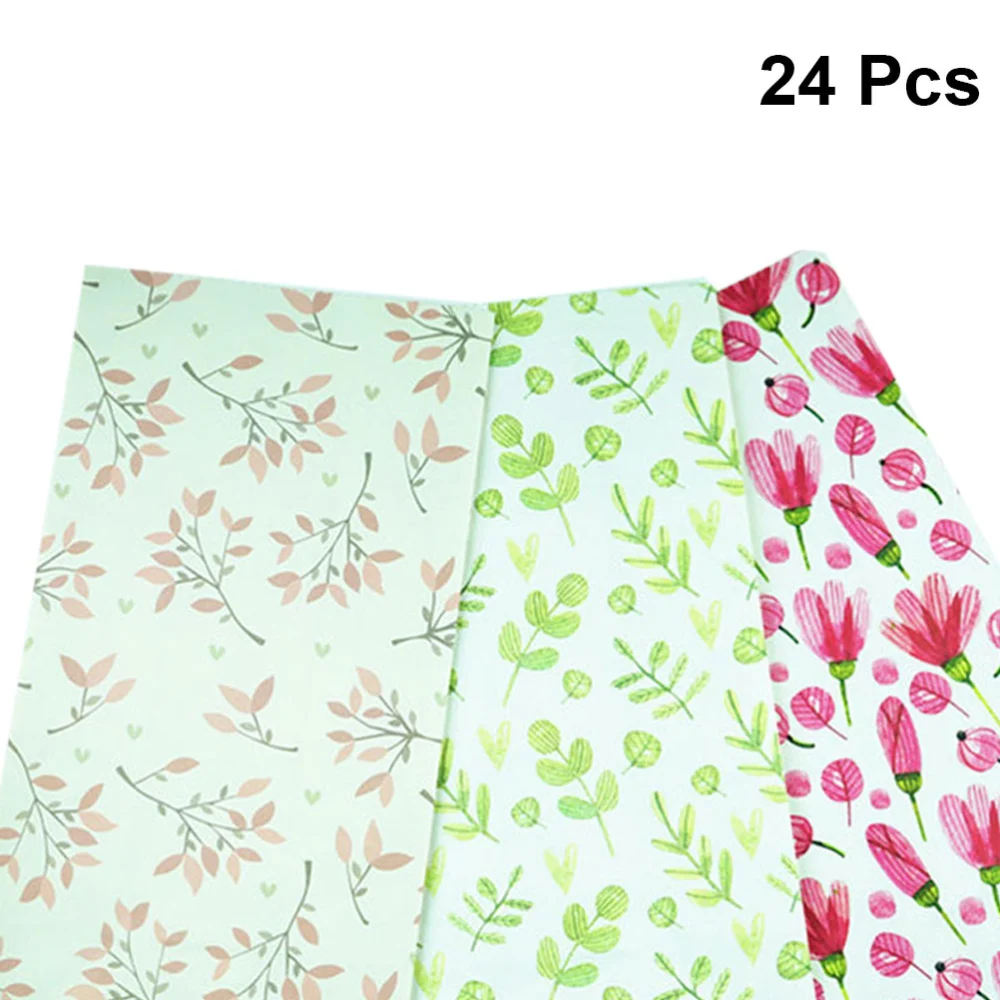 24pcs Flowers and Plants Pattern Gift Bag Candy Bag Treat Bags Party Favor Bag Party Supplies (Random Style)