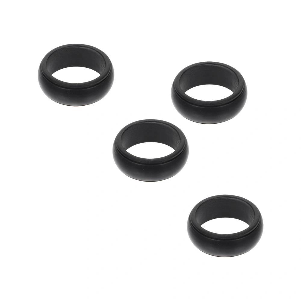 4Pcs Finger Ring Protector Sports Silicone Flexible Finger Rings Outdoor Jewelry (Black)