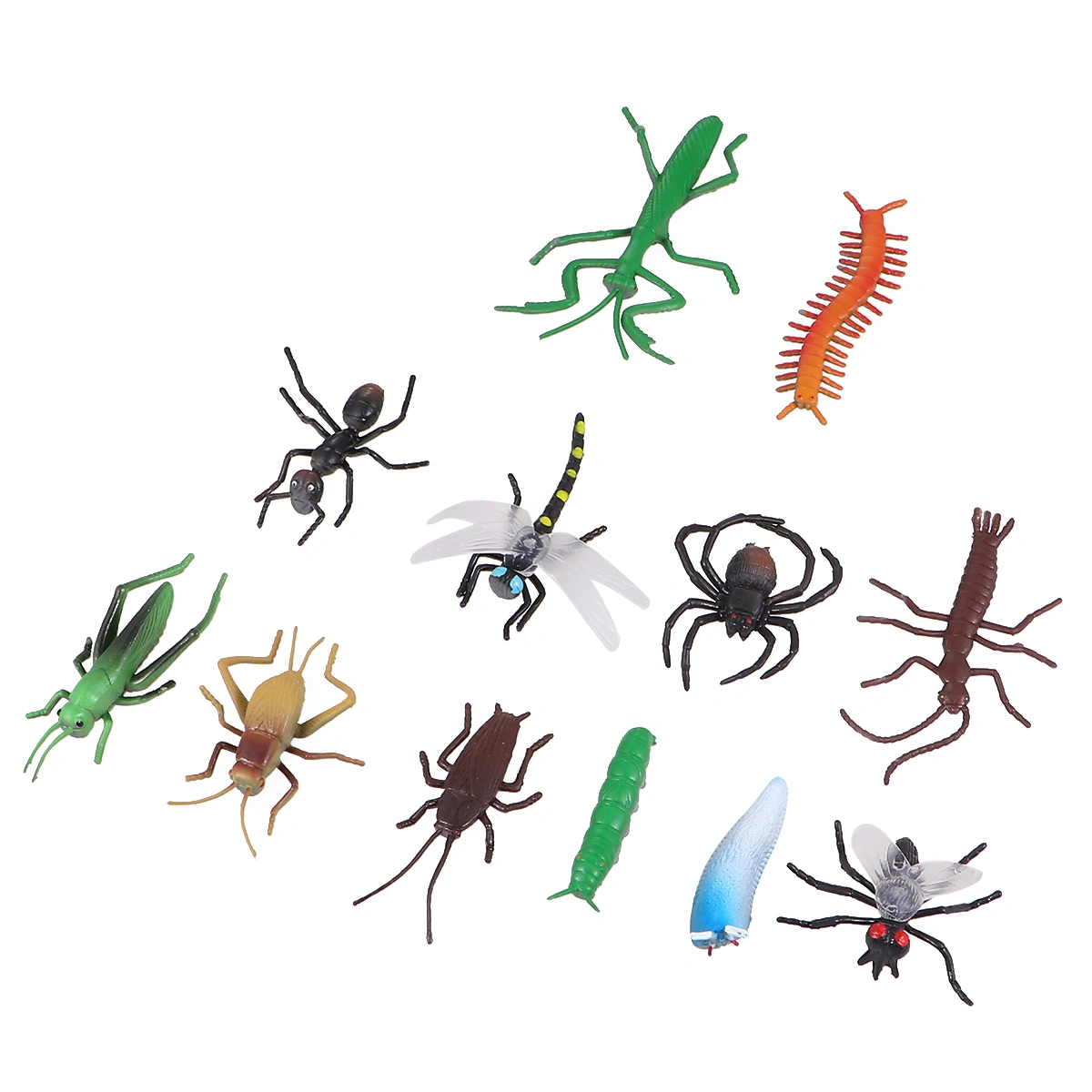 12pcs Simulation Insects Trick Toys Party Prank Props Mischief Insect Models Toy Desktop Ornament for Daily Festival