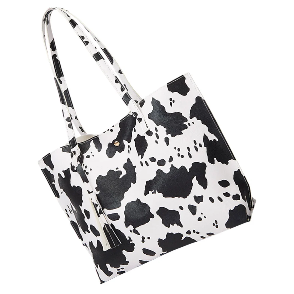 Single Shoulder Bag Cow Grain Bag Handbag Shopping Bag Tassel Tote Bag for Girl